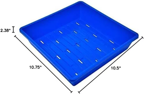 Vista 2 de Microgreen 1010 - Bandeja con orificios de drenaje, resistentes, planas, para cultivar plantas, sistemas hidropónicos de pasto de trigo, Azul