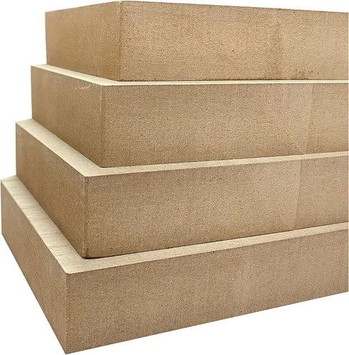 Vista 8 de Bloques en forma de casa de madera sin terminar de 6 pulgadas, 4 piezas para manualidades, casa de madera en blanco, letrero conmemorativo