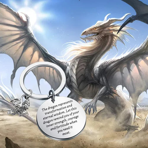 Vista 4 de ENSIANTH Dragon Llavero Dragón Amante Regalo Dragones Joyería Inspiración Regalo para Amigo