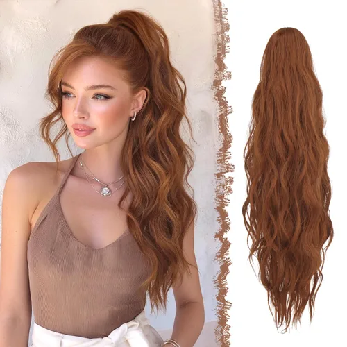 Vista 7 de FESHFEN Extensiones de Cola de Caballo, Pieza de Cabello de Cola de Caballo Larga con Pinza de Garra, Pieza de Cabello Sintético de Colas de Caballo