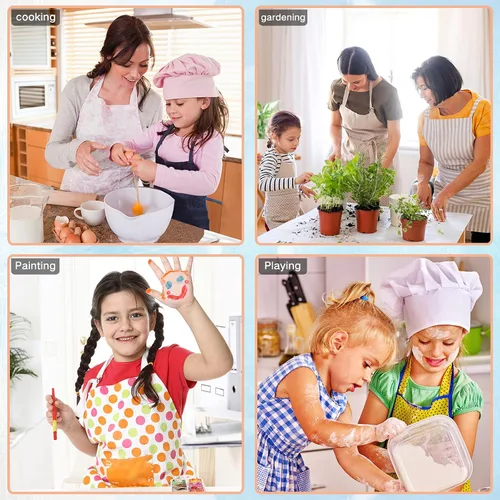 Vista 6 de Sinestour Delantal de chocolate cereza personalizado para niños y sombrero de chef, juego de 3 delantales de cocina personalizados para niños