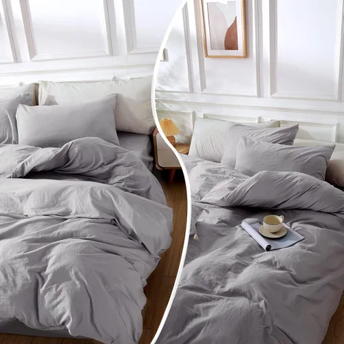 Vista 231 de NEXHOME PRO Funda de edredón Twin XL 100% algodón lavado, transpirable, duradera, texturizada, similar al lino, juego de ropa de cama para el hogar