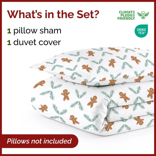 Vista 2 de Juego de funda de edredón de Navidad tamaño individual, funda de edredón extra suave con 1 funda de almohada, ropa de cama navideña con cierres