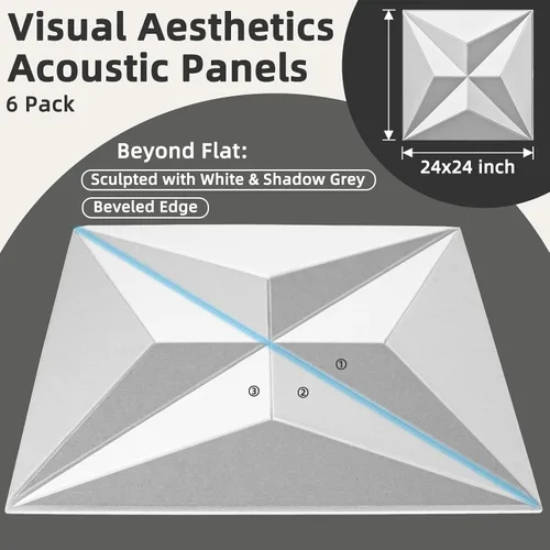 Vista 2 de Art3dwallpanels Paneles acústicos de 24 x 24 pulgadas, paquete de 6 paneles de pared insonorizados que amortiguan el sonido, paneles absorbentes