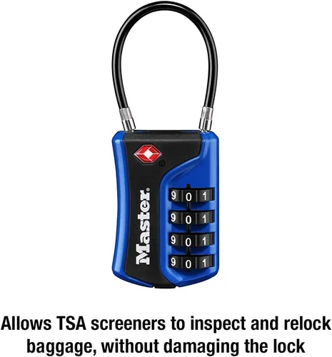 Vista 6 de Master Lock 4697D Establece tu propia combinación de candado de equipaje aprobado por la TSA, 1 paquete, los colores pueden variar