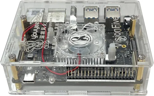 Vista 5 de WayPonDEV Funda acrílica para computadora VisionFive2 RISC-V Linux de una sola placa (con disipador de calor)
