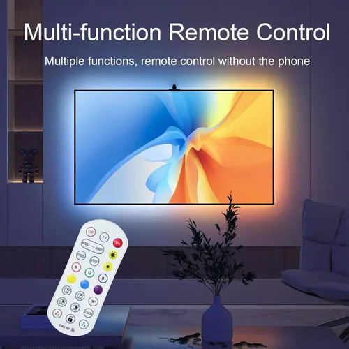 Vista 3 de MIHEAL Retroiluminación LED para TV con sensor AR, tira de luces RGB de 12.4 pies para PC de 32 a 60 pulgadas, TV y monitor, luces de TV