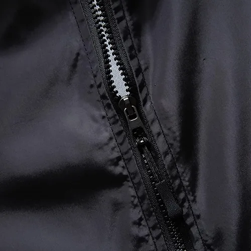 Vista 6 de Chaqueta impermeable ligera para hombre, rompevientos, informal, reflectante, con cremallera, con capucha, M-7XL