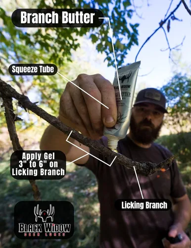 Vista 2 de Black Widow Deer Lures Branch Butter Licking Branch Gel 1.5oz Tubo