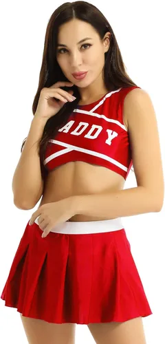 Vista 3 de iiniim Conjunto de uniforme de animación para mujer con estampado de papi para animadoras, juego de rol, cosplay