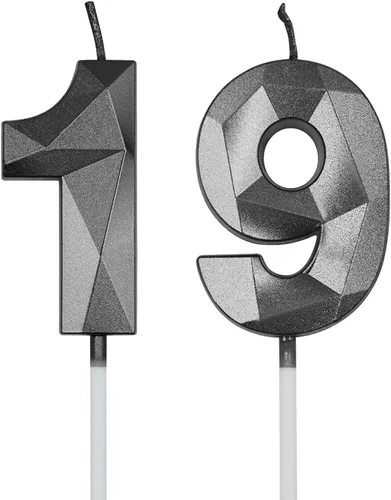 Vista 8 de Velas de cumpleaños número 19 y 91 para pastel, velas doradas con forma de diamante 3D con forma de diamante, decoraciones de cumpleaños