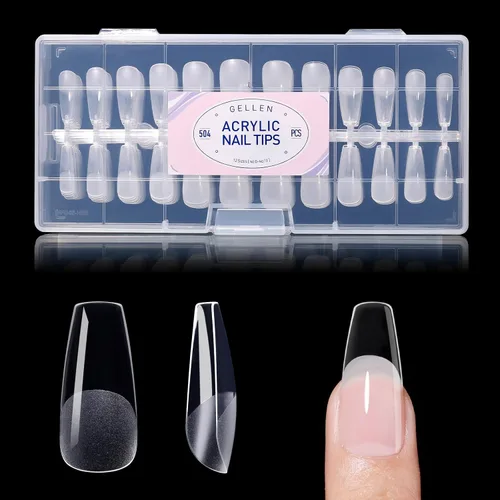 Vista 12 de Gellen - Puntas de uñas cortas de almendra, 504 unidades, gel suave transparente de cobertura completa, 12 tamaños Almendra corta transparente