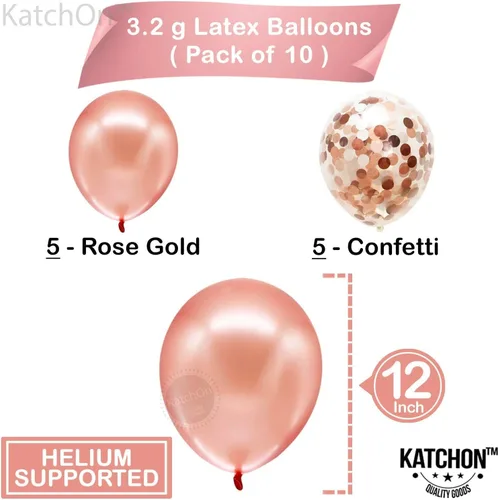 Vista 3 de KatchOn, Globos de oro rosa con el número 33, 40 pulgadas, decoraciones de cumpleaños número 33 para mujer, globo de cumpleaños 33 con globos