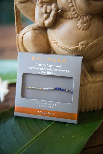 Vista 6 de BALIPURA - Pulsera Aura de 7 chakras para mujer - Cuentas pequeñas de 0.079in (pequeñas) piedras preciosas naturales, granate y amatista, cuentas