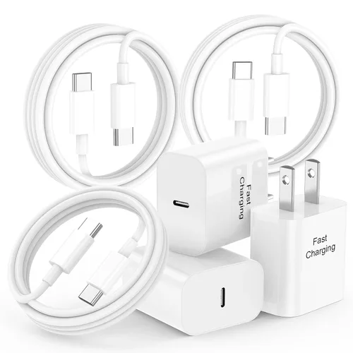 Vista 10 de 20W iPhone Charger Fast Charging 3-Pack with 6FT USB C to USB Cable, Black