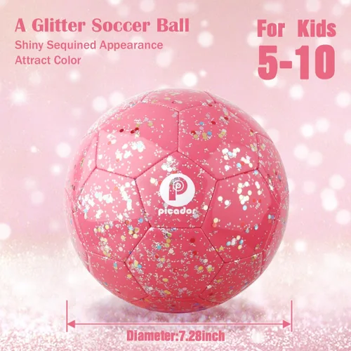 Vista 3 de Picador Size 3 Soccer Ball Pink Soccer Balls for Kids Ages 3-6 6-8 8-10 Boys Girls Sports Training & Outdoor Play with Pump Gift