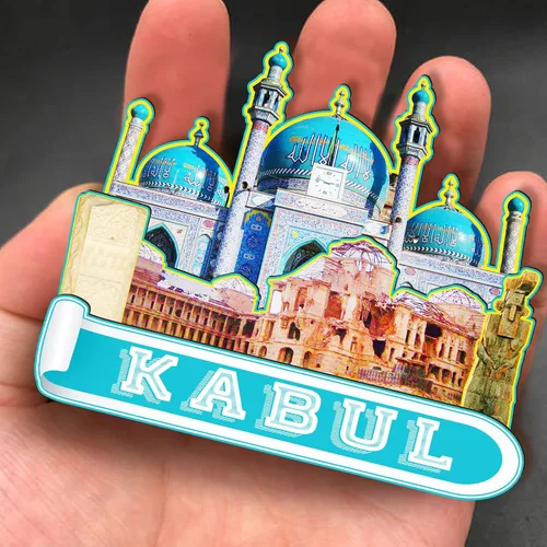 Vista 4 de Imán de madera de Kabul Afganistán 3D para nevera, recuerdos coleccionables, decoración hecha a mano, artesanías 2