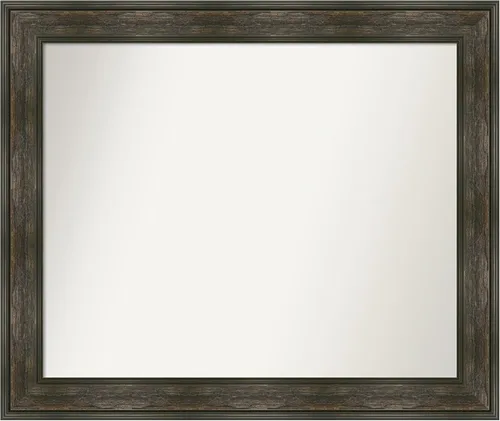 Vista 191 de Amanti Art Espejo de baño marrón para sobre fregadero, 26 x 26 pulgadas, espejo de tocador cuadrado marrón rústico Alexandria, marco de madera