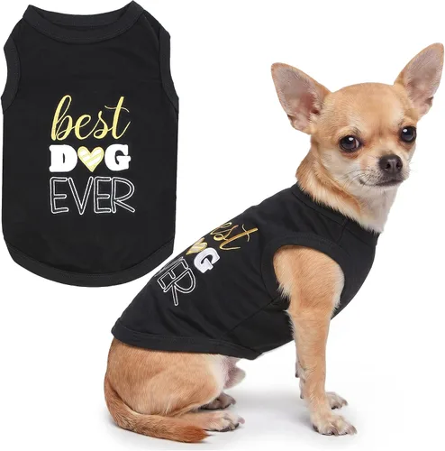 Vista 52 de Parisian Pet Camisa para perro – Camisas 100% algodón para perros pequeños – Chaleco negro sin mangas para cachorros – Ligero y transpirable Mejor