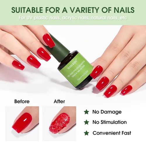 Vista 4 de Removedor de esmalte de uñas de gel de 0.5 onzas líquidas, removedor de esmalte profesional para uñas, removedor de esmalte rápido y fácil en 2-5