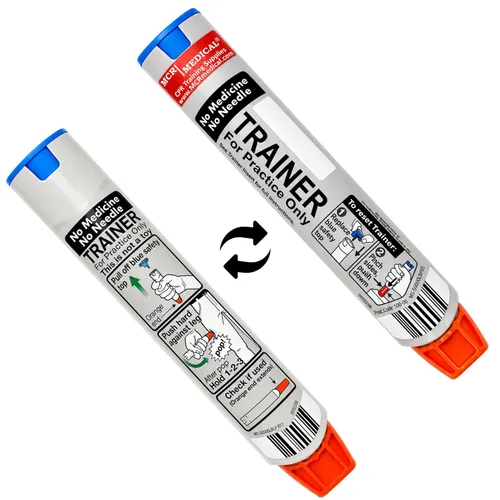 Vista 3 de Dey EpiPen, 10 unidades Reusable epinephrine practice pens with audible click, no needle or medicine, for training use only, 10-pack set