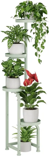 Vista 7 de Bamworld - Soporte de esquina para macetas de metal para interiores y exteriores Verde oscuro