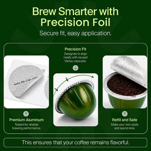 Vista 5 de My-Cap Sellos de aluminio para cápsulas Nespresso Vertuo - Tapas de aluminio reutilizables para prolongar la vida útil de las cápsulas Nespresso