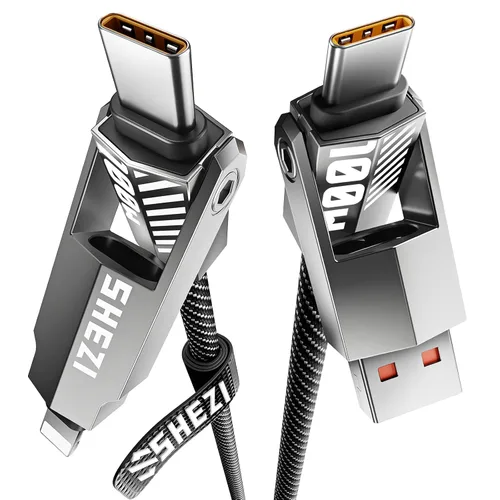 Vista 17 de SHEZI Cable USB C 4 en 1 trenzado de nailon de 60 W, 3 pies, compatible con cable Lightning, cable de carga rápida para iPhone/iPad