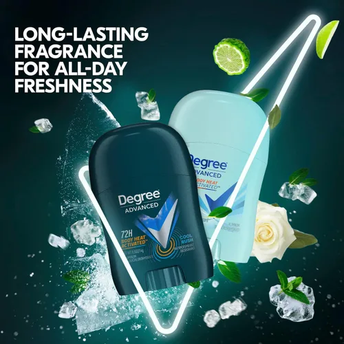 Vista 6 de Degree Travel Desodorante variedad de 24 paquetes (12 Cool Rush + 12 Shower Clean) – Mini antitranspirante activado por calor corporal de 72H, 0.5