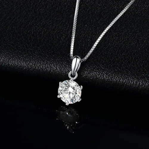 Vista 3 de JewelryPalace Collar redondo con colgante de moissanita solitario de 1 unidad, 2 quilates, 3 quilates, para mujer, plata de ley 925 con diamantes