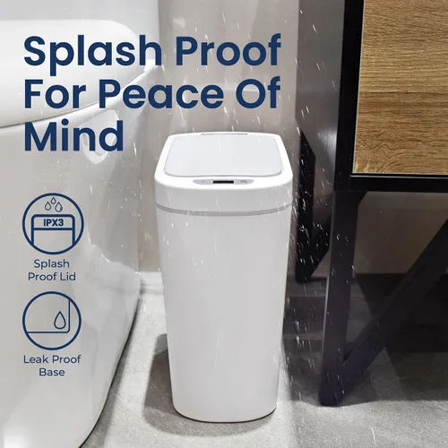 Vista 4 de Ninestars Cubo de basura automático con sensor de movimiento para baño, 1.8 galones, apertura inteligente, para baño, dormitorio, cocina, oficina