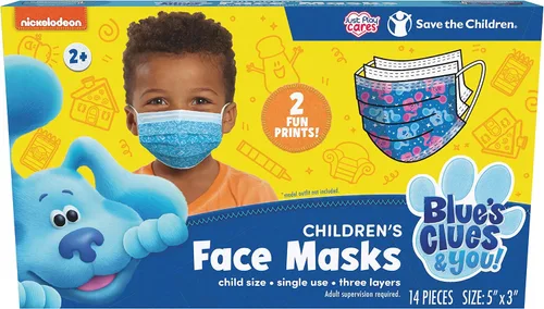 Vista 4 de Just Play Máscara facial de un solo uso para niños, Blue's Clues & You!, 14 unidades, pequeña, de 2 a 7 años, juguetes para niños de 2 años
