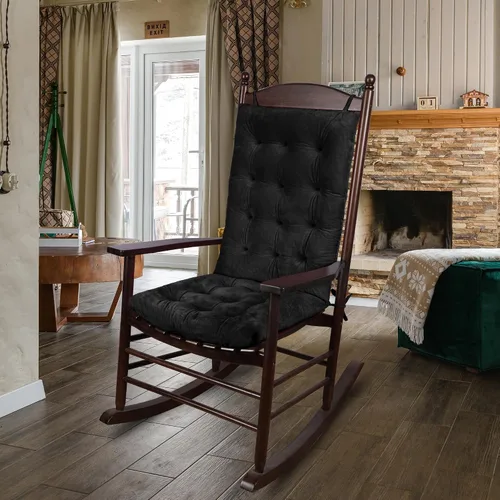 Vista 5 de ELFJOY Cojines para silla mecedora copetudo con respaldo alto y cojín de Negro