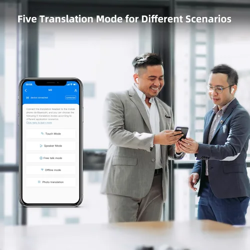 Vista 5 de ANFIER Auriculares traductores de idiomas compatibles con 144 idiomas y acentos, traducción de música y llamadas, dispositivo de traductor