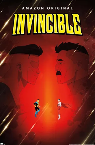 Vista 9 de Invincible - Póster de pared de una hoja de padre e hijo, 22.4 pulgadas de largo x 14.7 pulgadas de ancho, versión enmarcada de madera de granero