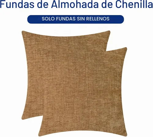 Vista 6 de CaliTime - Paquete de 2 fundas de almohada acogedoras para sofá, decoración del hogar, felpilla suave teñida sólida, 16 x 16 pulgadas, marrón Marrón