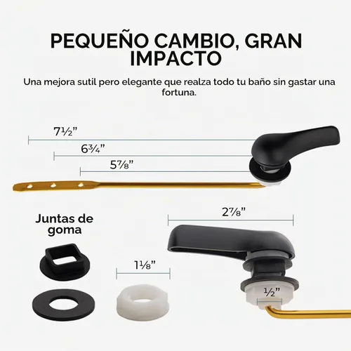 Vista 7 de Palanca de inodoro Qualihome negra - Palanca de descarga de inodoro de montaje frontal de color negro mate - Reemplazo universal - Diseño duradero