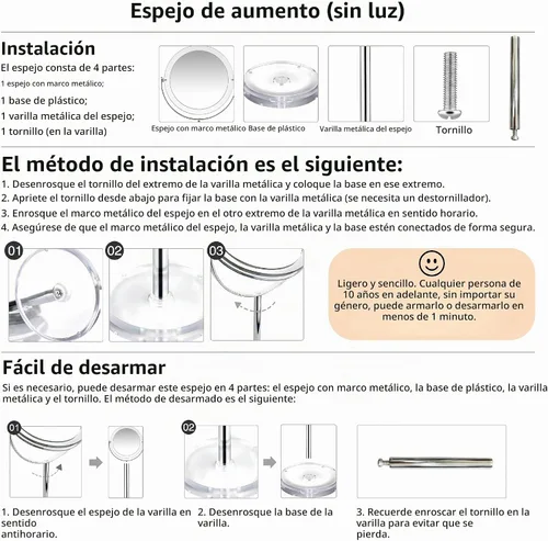 Vista 7 de MIYADIVA Espejo de maquillaje con aumento de 20X, espejo de aumento de doble cara 1X y 20X con soporte, espejo de tocador con aumento de mesa