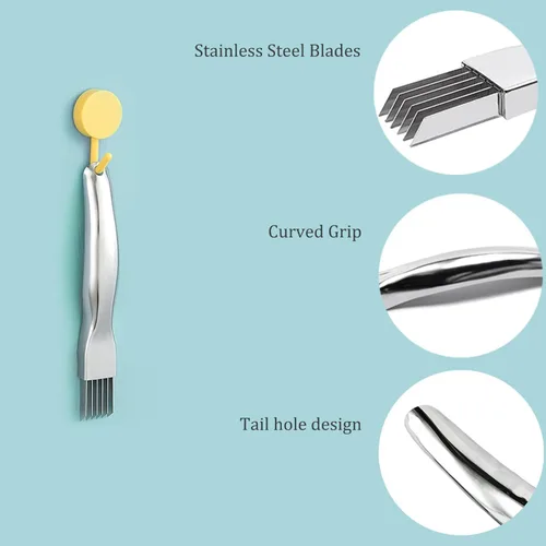 Vista 3 de PCTC Cuchillo de Acero Inoxidable para Cebolla Verde Picada, Utensilio de Cocina para Cortar Verduras y Cebolla, Cuchillo Afilado para Cortar