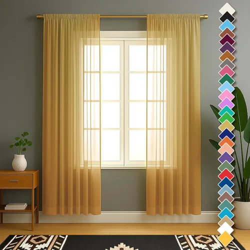 Vista 36 de YHSF Cortinas traslúcidas – Juego de 2 paneles para decoración del hogar – Elegantes cortinas de gasa sólida con bolsillo para barra