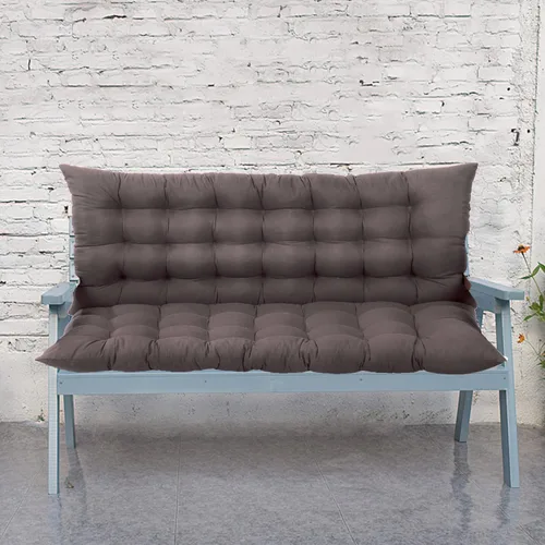 Vista 10 de Cojines de banco para columpio con respaldo, almohadillas de banco para muebles de exterior, con lazos, antideslizantes, rellenos de 2-3 plazas Negro