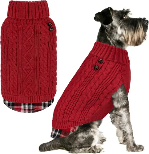 Vista 36 de KYEESE Suéter suave para perros pequeños, machos, abrigado, de cuello alto, ropa elástica de punto para gatos, abrigo cómodo para cachorros