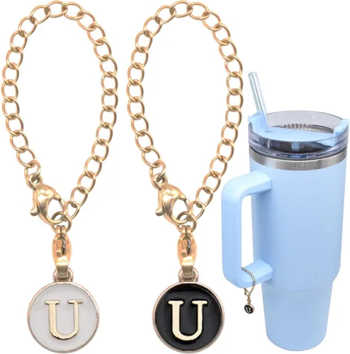 Vista 7 de Stanley - Accesorios de dije de letra de copa, 2 dijes de identificación con inicial personalizados para vaso, mango de identificación