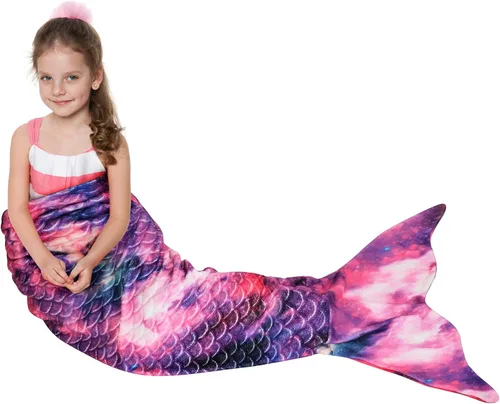 Vista 19 de Catalonia Manta de cola de sirena para niñas, saco de dormir de sirena que brilla en la oscuridad para niños de 3 a 14 años, regalo de sirena