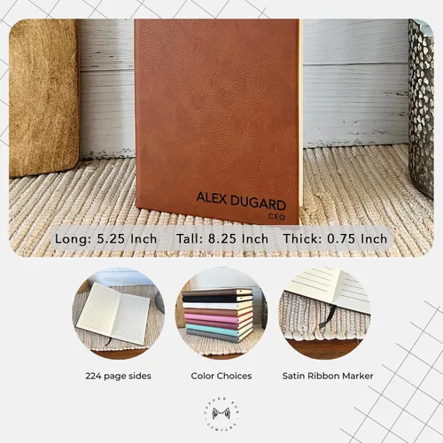 Vista 2 de Diario de cuero personalizado de alta calidad para ella, diarios y cuadernos personalizados con nombre grabado, regalo perfecto para viajar