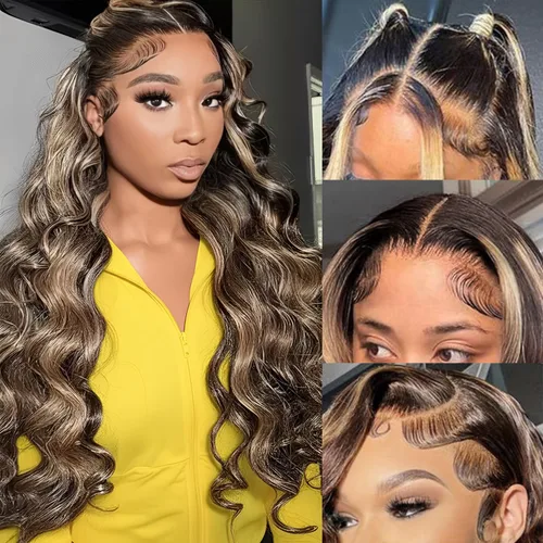 Vista 9 de Pelucas de cabello humano ondulado con encaje frontal HD de densidad 200, prearrancadas de 13 x 6 pulgadas, pelucas de cabello humano con encaje