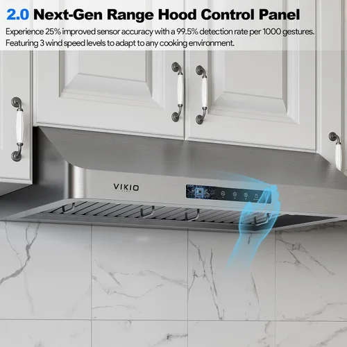 Vista 3 de VIKIO HOME Campana extractora de 30 pulgadas bajo gabinete, campana de cocina con 980 CFM, sensor de gestos de 3 velocidades y panel de control