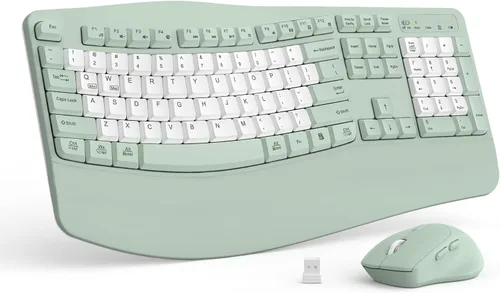Vista 13 de Combo de teclado y mouse inalámbricos, teclas de onda ergonómicas 2.4G