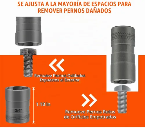 Vista 6 de Kit extractor de pernos, juego de 32 extractores de pernos pelados para pernos de impacto y tuerca Heavy Duty,Durable&Resistant Damage,Multiple