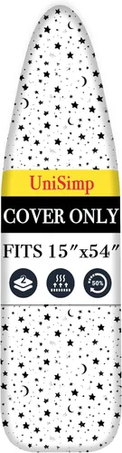 Vista 34 de UniSimp Funda y almohadilla para tabla de planchar de 15 x 54 pulgadas, algodón natural extra grueso, acolchado resistente a las manchas y a